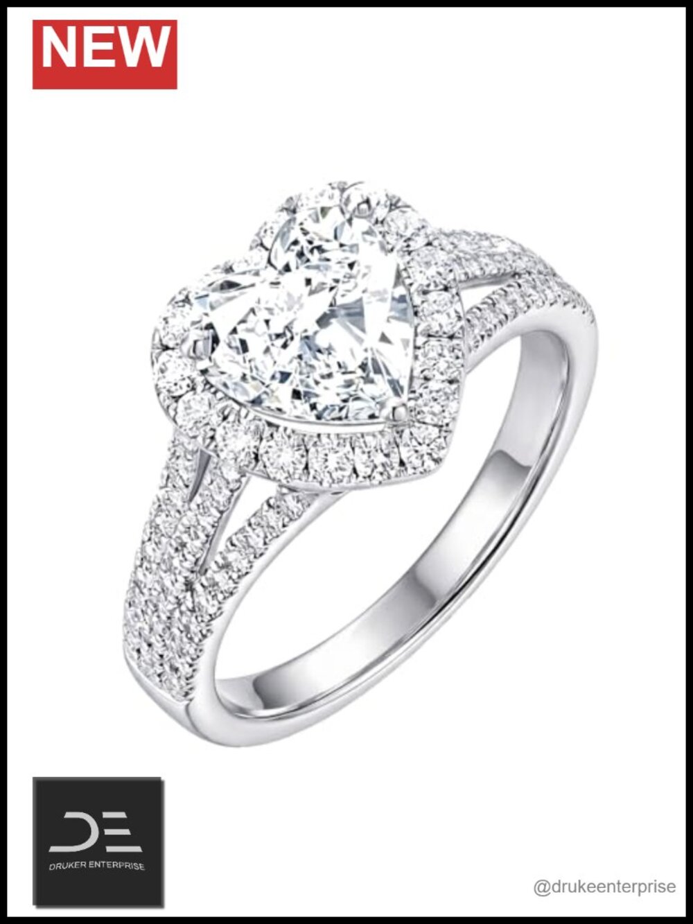 Heart Moissanite Engagement Ring 925 Sterling Silver Promise Ring